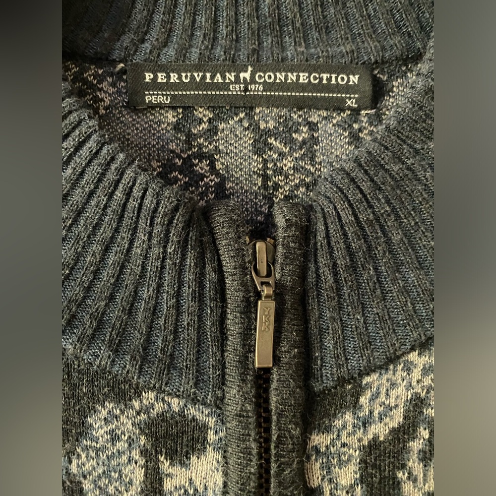 Peruvian Connection Leopard Print Sweater Zip Fro… - image 2